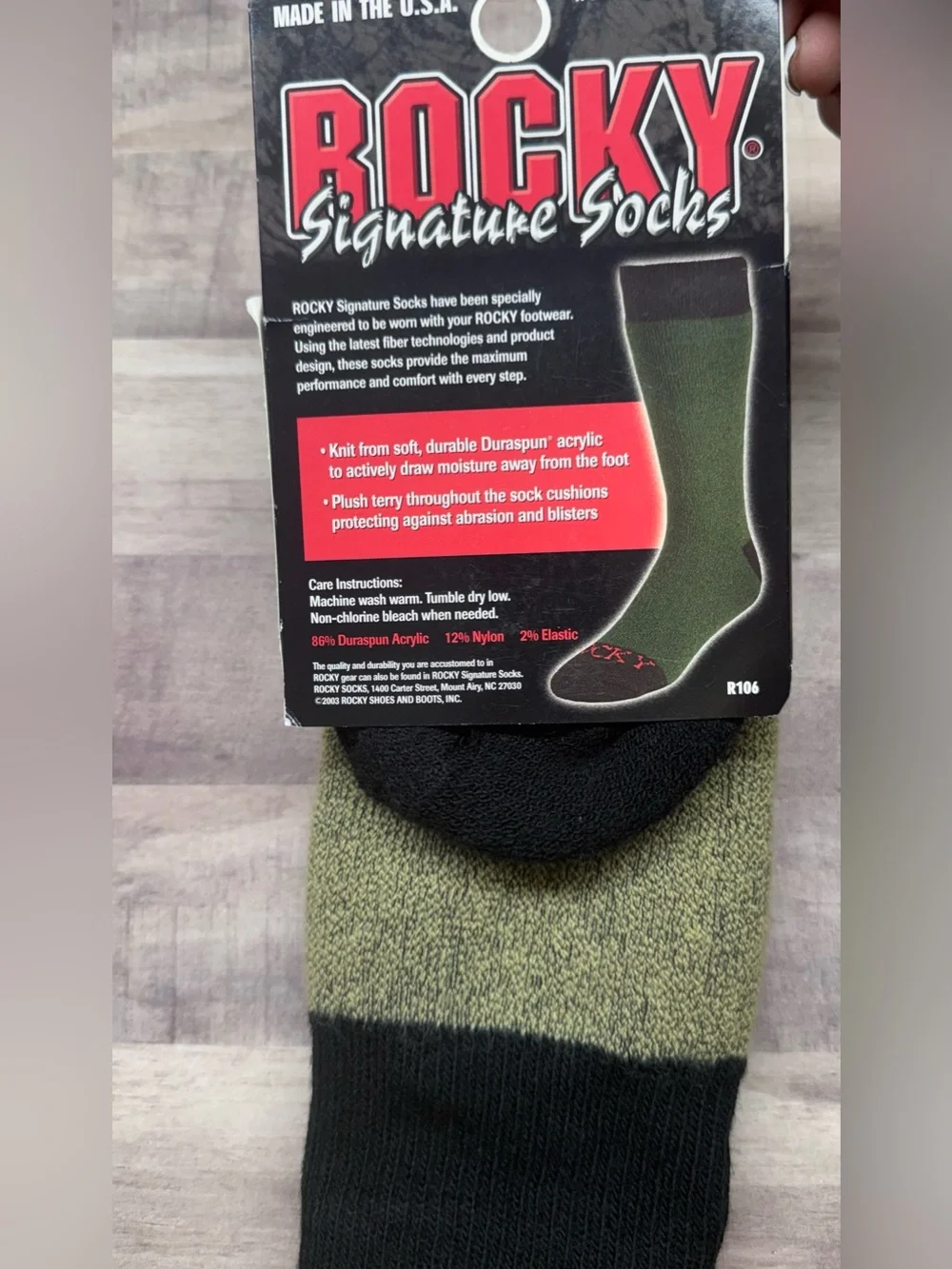 Men's Vintage Rocky Duraspun WildCat Signature Socks Size Medium